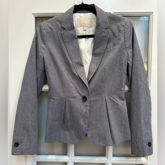 Banana Republic Blue Grey One Button Classic Blazer Jacket Size 0 XS - Picture 1 of 12